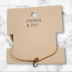 Nwt Crown & Ivy Gold Initial Adjustable Bracelet-E